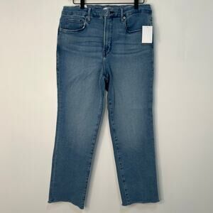 Good American Good Legs High Rise Straight Denim Jeans Blue Size 14 NWT Retro